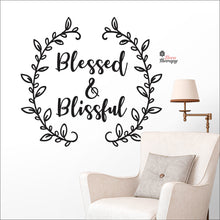 Load image into Gallery viewer, Bless & Blissful Wreath Wall Decal Decotherapy