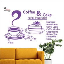 Load image into Gallery viewer, Coffee & Cake Eat In Takeout Wall Decal Decotherapy