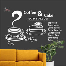 Load image into Gallery viewer, Coffee & Cake Eat In Takeout Wall Decal Decotherapy