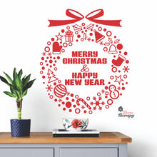 Load image into Gallery viewer, Merry Christmas & Happy New Year Wreath Wall Decal Decotherapy