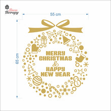 Load image into Gallery viewer, Merry Christmas & Happy New Year Wreath Wall Decal Decotherapy