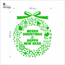 Load image into Gallery viewer, Merry Christmas & Happy New Year Wreath Wall Decal Decotherapy
