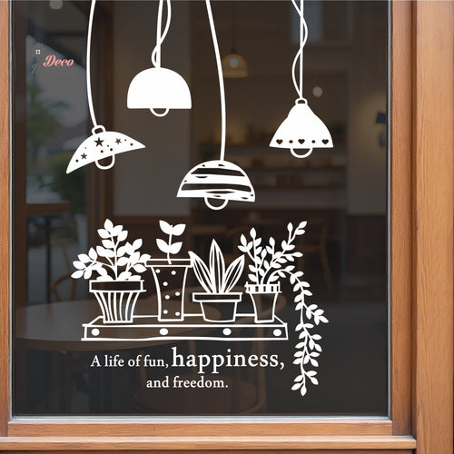 A Life Of Fun Happiness Freedom Vases Hanging Lamps Cafe Store Wall Decal Decotherapy
