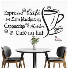 Load image into Gallery viewer, Cafe Au Lait Mokka Latte Macchiato Cappuccino Espresso Beans Wall Decal Decotherapy