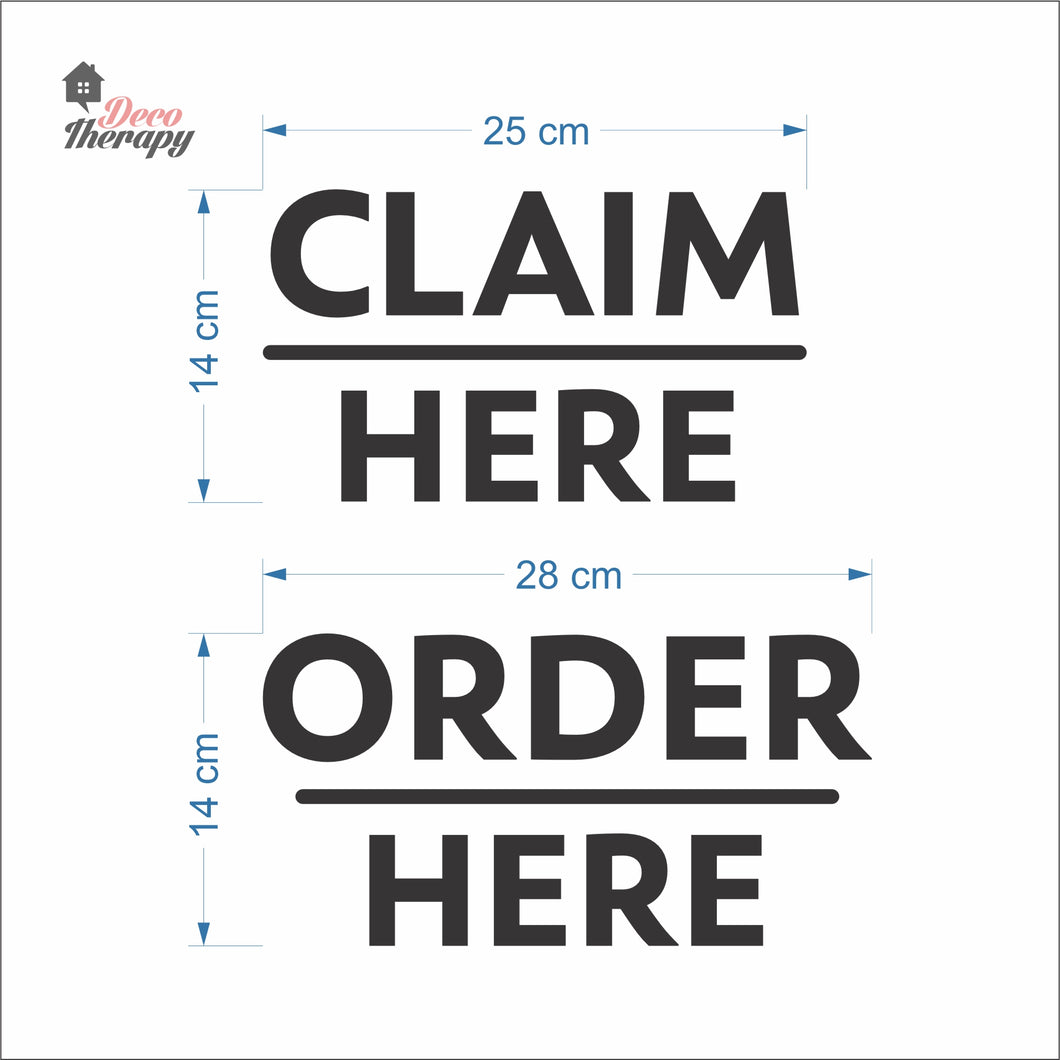 Claim Here Order Here Sign Sticker Self-Adhesive Decotherapy