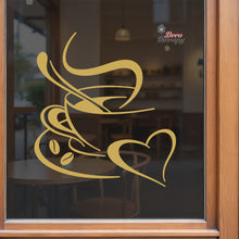 Load image into Gallery viewer, Coffee Heart Cup Sign Cafe Restaurant Wall Decal Decotherapy