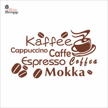 Load image into Gallery viewer, Coffee Kaffee Mokka Cappuccino Wall Decal Decotherapy