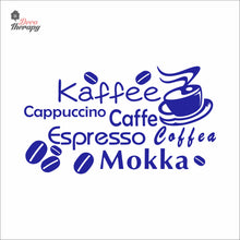 Load image into Gallery viewer, Coffee Kaffee Mokka Cappuccino Wall Decal Decotherapy