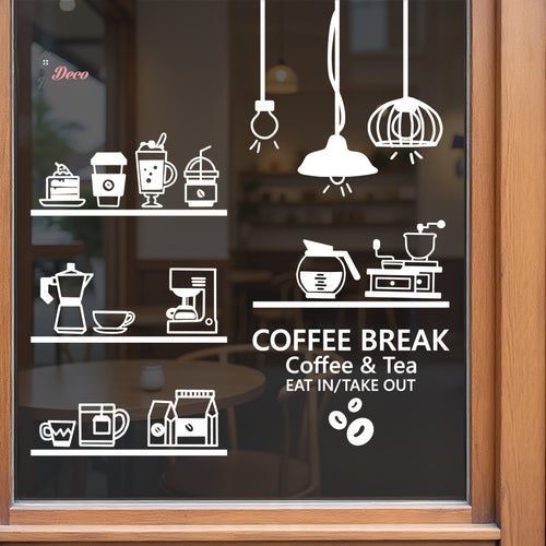 Coffee & Tea Break Cups Beans Hanging Lamps Wall Decal Decotherapy