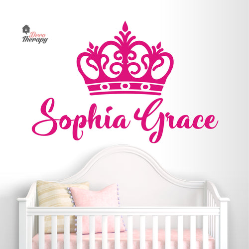 Customized Name With Crown Design Wall Decal
