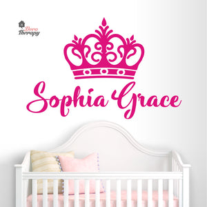 Customized Name With Crown Design Wall Decal