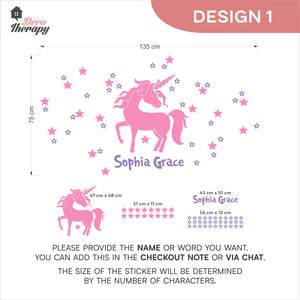 Customized Name Unicorn Design 1 Wall Decal