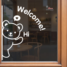 Load image into Gallery viewer, Cute Bear Welcome Sign Cafe Store Restaurant Wall Decal Decotherapy