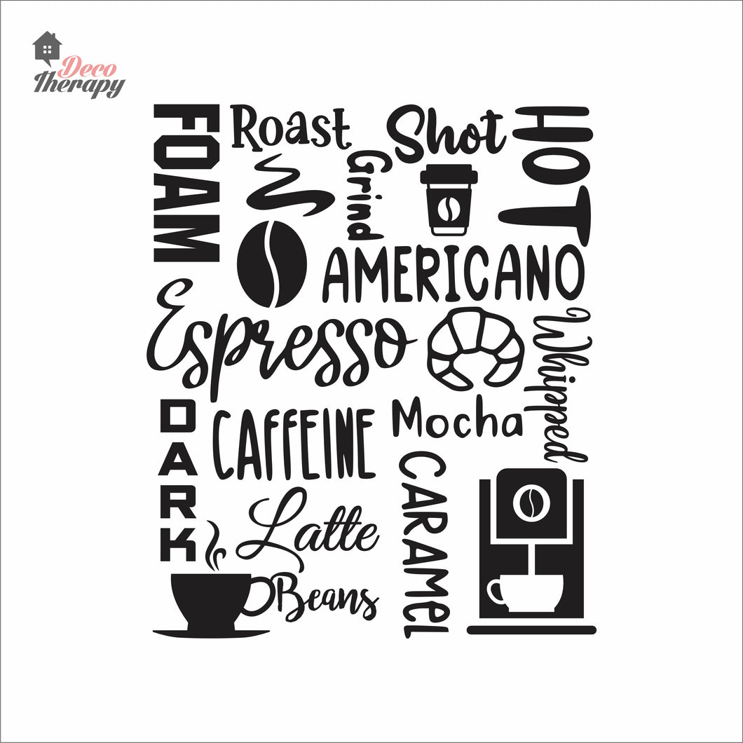 Espresso Caffeine Latte Beans Americano Grind Coffee Wall Decal Decotherapy