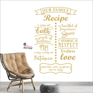 Family Recipe Cup Of Faith Pinch Of Kindness Big Scoop Of Patience Wall Decal Decotherapy