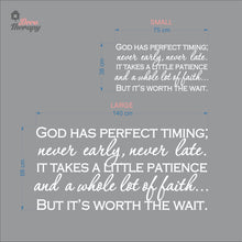 Load image into Gallery viewer, God Has Perfect Timing Never Early Never Late Wall Decal Stickers