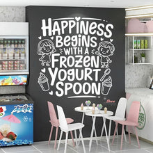 Load image into Gallery viewer, Happiness Begins With Frozen Yogurt Spoon Wall Decal Decotherapy