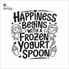 Load image into Gallery viewer, Happiness Begins With Frozen Yogurt Spoon Wall Decal Decotherapy