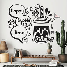 Load image into Gallery viewer, Happy Bubble Tea Time Boba Milktea Wall Decal Decotherapy
