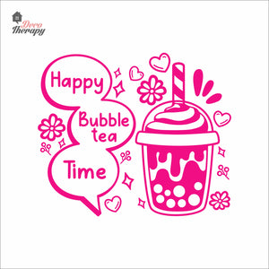 Happy Bubble Tea Time Boba Milktea Wall Decal Decotherapy