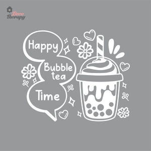 Happy Bubble Tea Time Boba Milktea Wall Decal Decotherapy