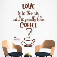 Load image into Gallery viewer, Love Is In The Air It Smells Like Coffee Heart Cup Wall Decal Decotherapy