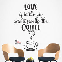Load image into Gallery viewer, Love Is In The Air It Smells Like Coffee Heart Cup Wall Decal Decotherapy