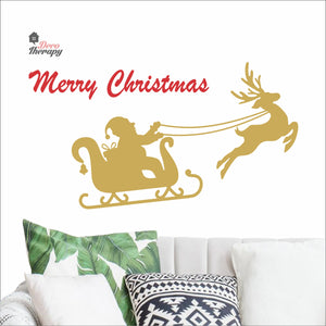 Merry Christmas Santa Reindeer Wall Decal Decotherapy