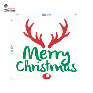 Merry Christmas Deer Antlers Wall Decal Decotherapy