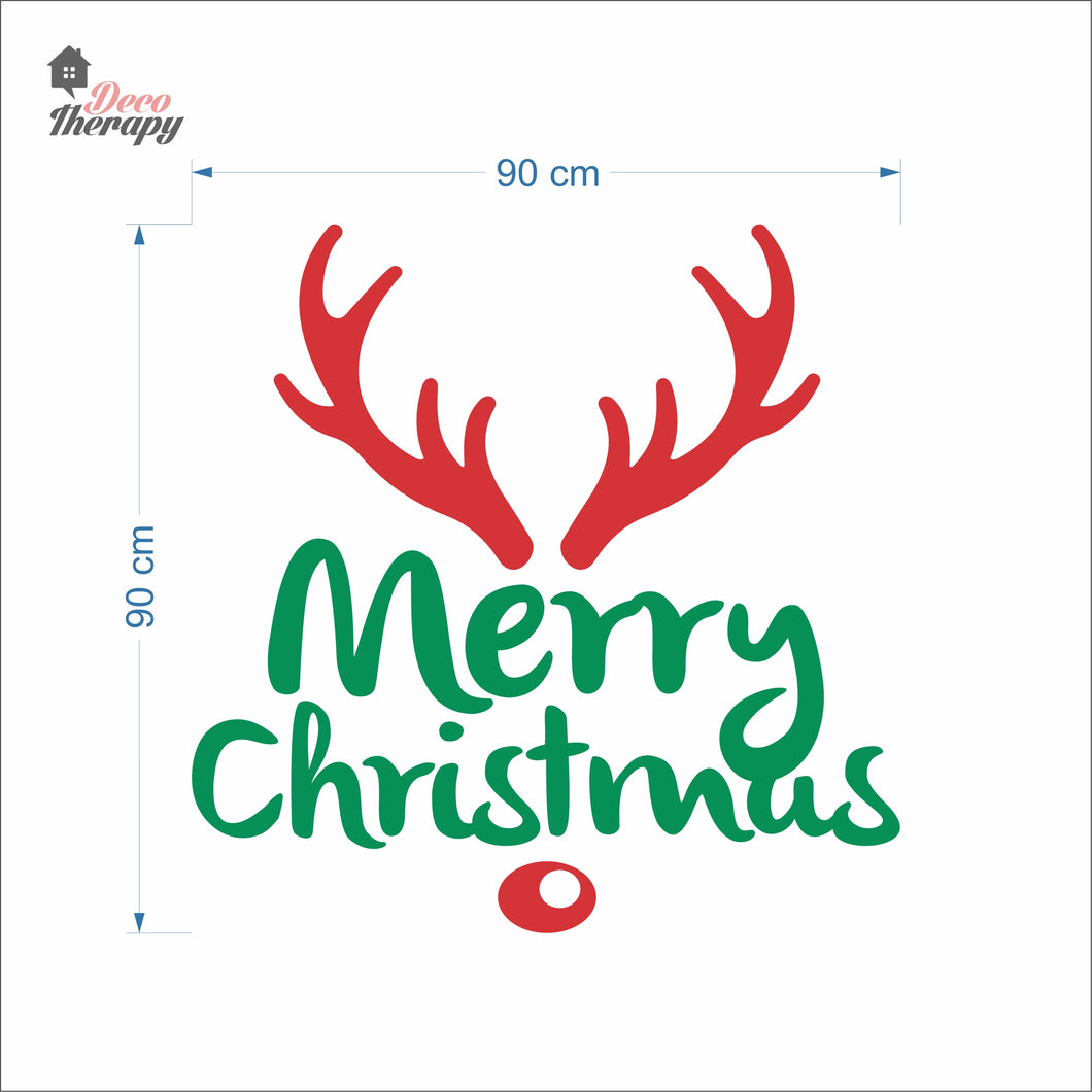 Merry Christmas Deer Antlers Wall Decal Decotherapy