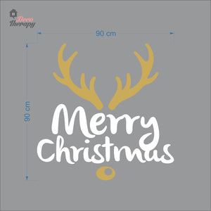 Merry Christmas Deer Antlers Wall Decal Decotherapy