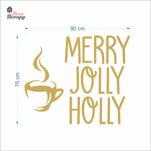 Merry Jolly Holly Coffee Tea Christmas Wall Decal Decotherapy