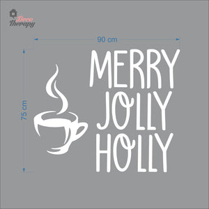Merry Jolly Holly Coffee Tea Christmas Wall Decal Decotherapy