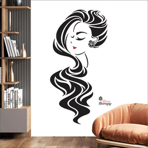 Women Long Hair Style Wall Decal Decotherapy