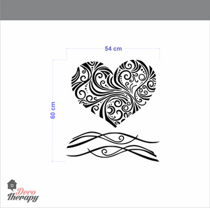 Swirly Black Heart Wall Decal