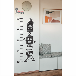 Height Chart Cute Robots in Inches Wall Sticker