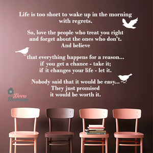 Life Is Too Short Everything Happens For A Reason V1 Wall Sticker