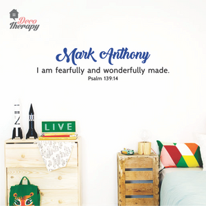 Customized Name Fearfully And Wonderfully Made Design Wall Sticker