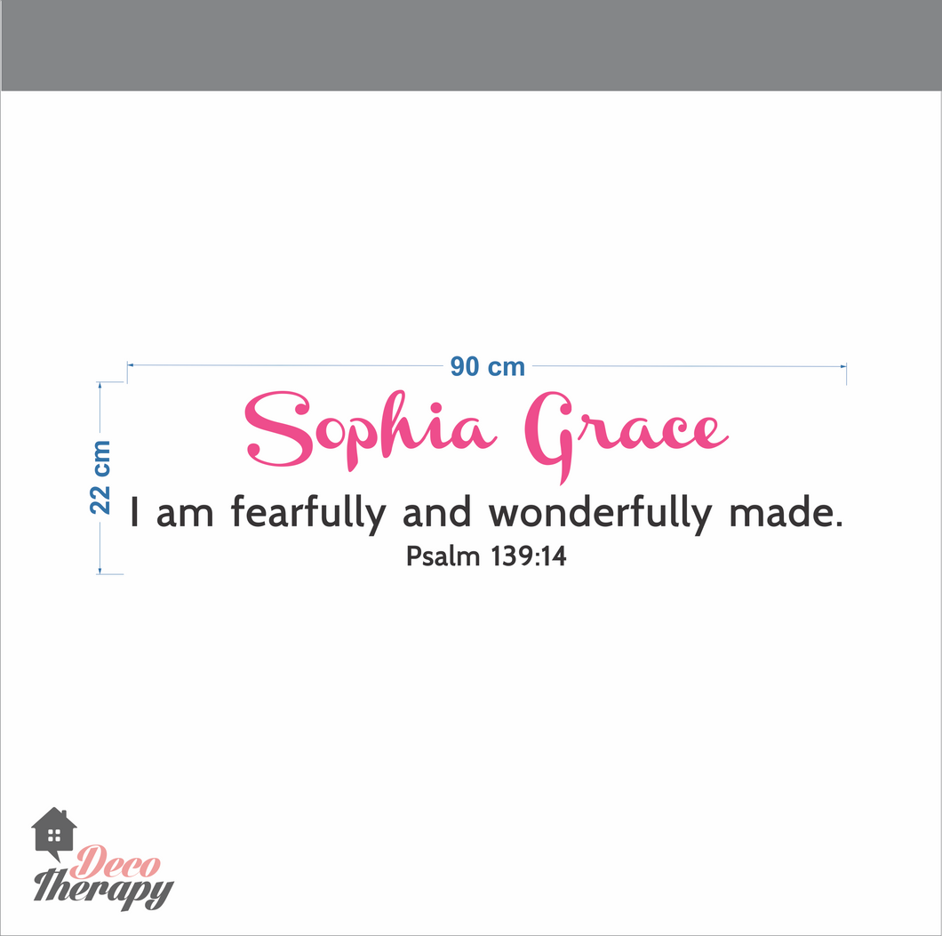 Customized Name Fearfully And Wonderfully Made Design Wall Sticker