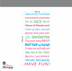 Playroom Rules Wall Sticker